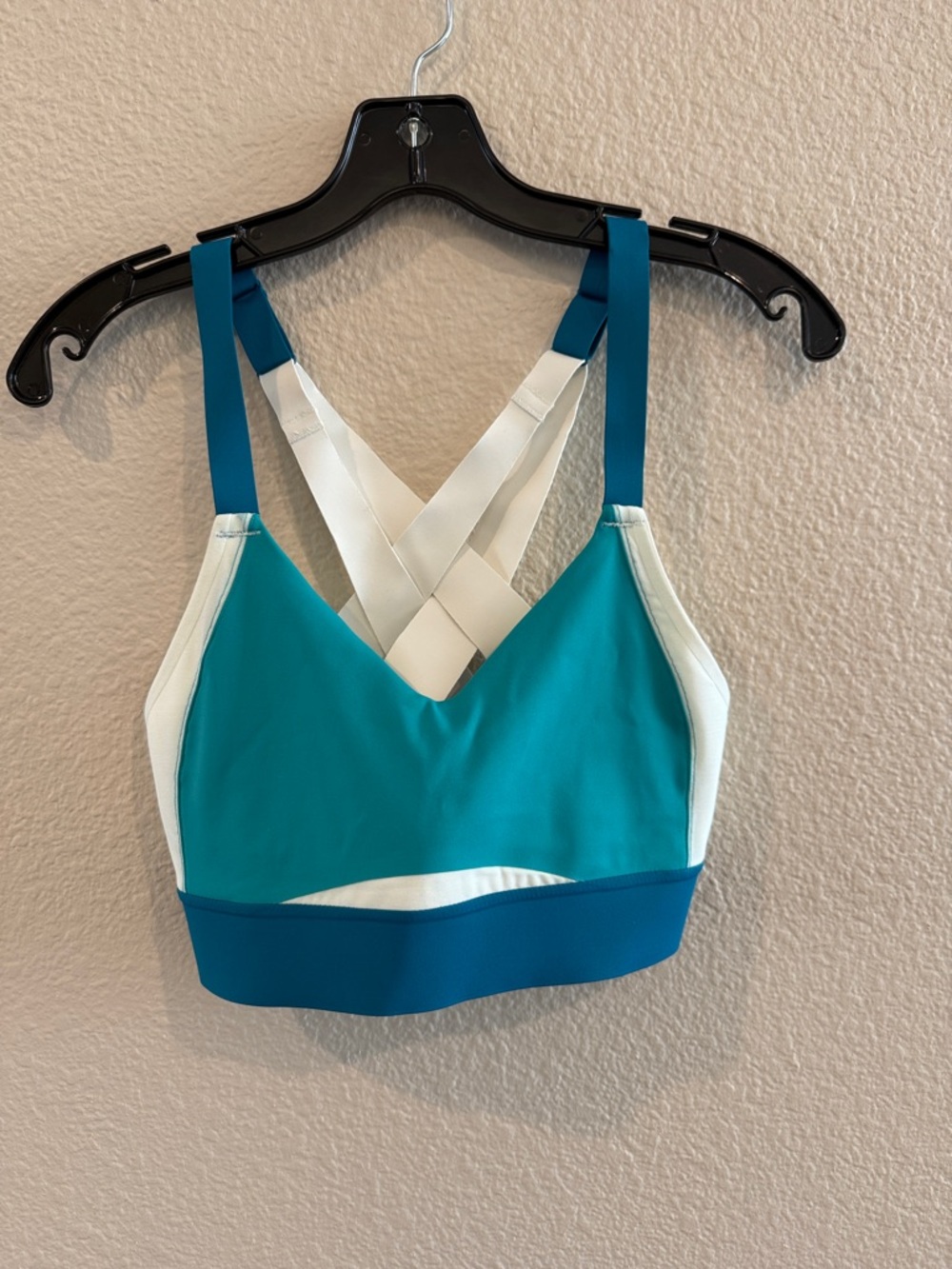 Brooks Teal and White Strappy Sports Bra